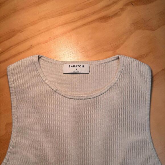 Babaton Aritzia Ribbed Cropped Tank Top Beige Small - Picture 3 of 5